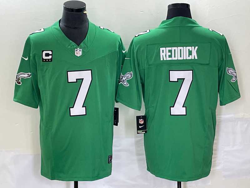 Mens Philadelphia Eagles #7 Haason Reddick Green 2023 F.U.S.E. With C Patch Vapor Untouchable Stitched Football Jersey